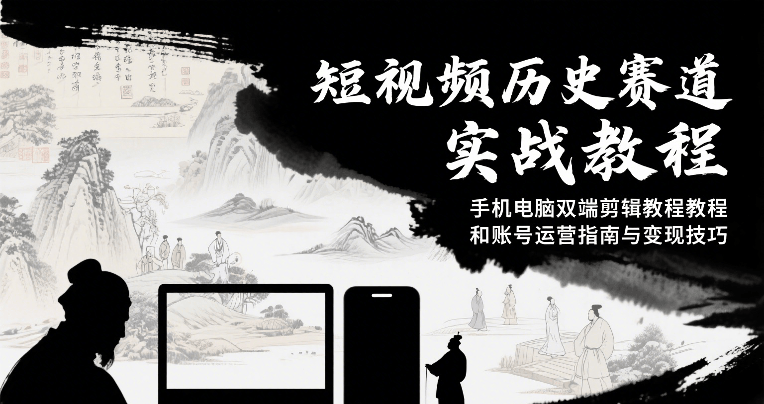 短视频历史赛道实战教程，手机电脑双端剪辑教程和账号运营指南与变现技巧-水水网赚