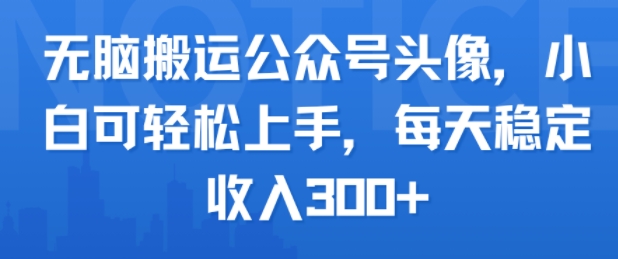 无脑搬运公众号头像，小白可轻松上手，每天稳定收入3张+-水水网赚