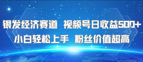 银发经济赛道 视频号日收益5张+ 小白轻松上手 粉丝价值超高-水水网赚