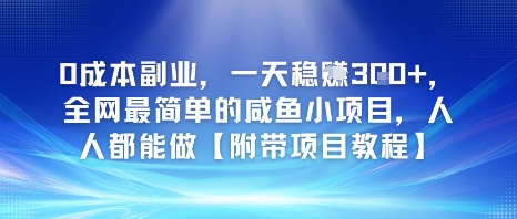0成本副业，一天稳入3张，全网最简单的咸鱼小项目，人人都能做【附带项目教程】-水水网赚