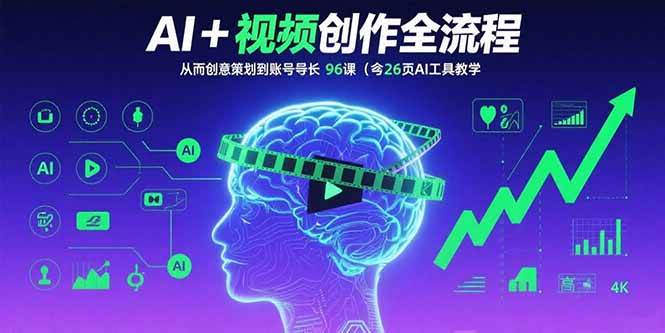 （15869期）AI+短视频创作全流程：从创意策划到账号增长，96节课(含26项AI工具教学)-水水网赚