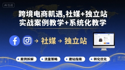跨境电商新机遇，社媒+独立站，实战案例教学+系统化教学-水水网赚