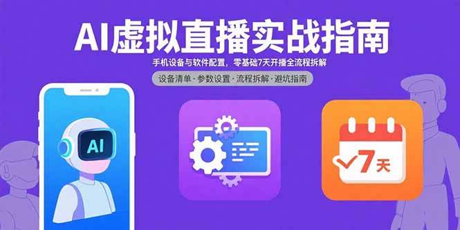 （15835期）AI虚拟直播实战指南，手机设备与软件配置，零基础7天开播全流程拆解-水水网赚