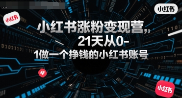 小红书涨粉变现营，21天从0-1做一个挣钱的小红书账号-水水网赚