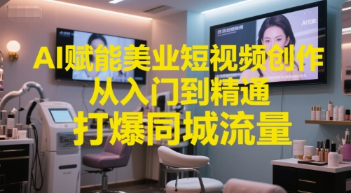 AI赋能美业短视频创作，从入门到精通，打爆同城流量，超级AI工具短视频实操落地-水水网赚