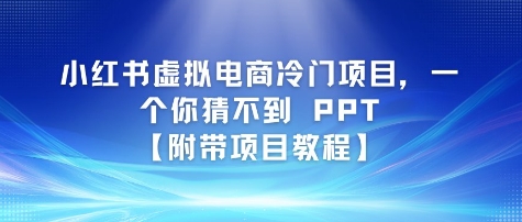 小红书虚拟电商冷门项目，一个你猜不到 PPT【附带项目教程】-水水网赚
