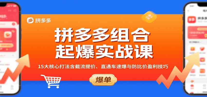 拼多多组合起爆实战课：15大核心打法含截流提价、直通车速爆与防比价盈利技巧-水水网赚