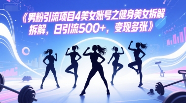 男粉引流项目4美女账号之健身美女拆解，日引流500+，变现多张-水水网赚