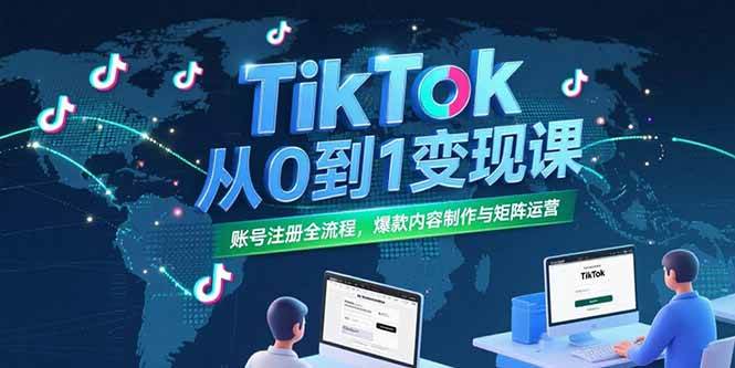 （15346期）TikTok从0到1变现课，账号注册全流程，爆款内容制作与矩阵运营-水水网赚