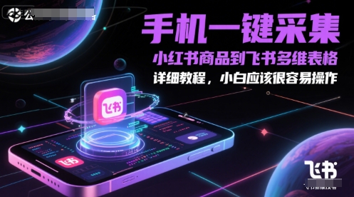 手机一键采集小红书商品到飞书多维表格，详细教程，小白应该很容易操作-水水网赚