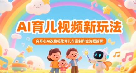 AI育儿视频新玩法，穷开心AI改编唱歌育儿作品制作全流程拆解-水水网赚