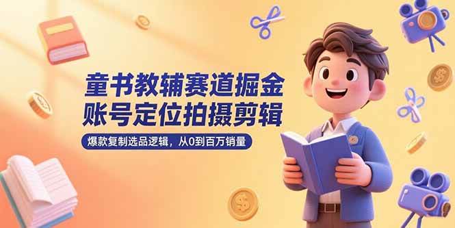 （15326期）童书教辅赛道掘金，账号定位拍摄剪辑，爆款复制选品逻辑，从0到百万销量-水水网赚