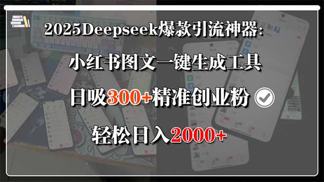 2025Deepseek爆款引流神器：小红书图文一键生成工具，日吸300+精准创业…-水水网赚