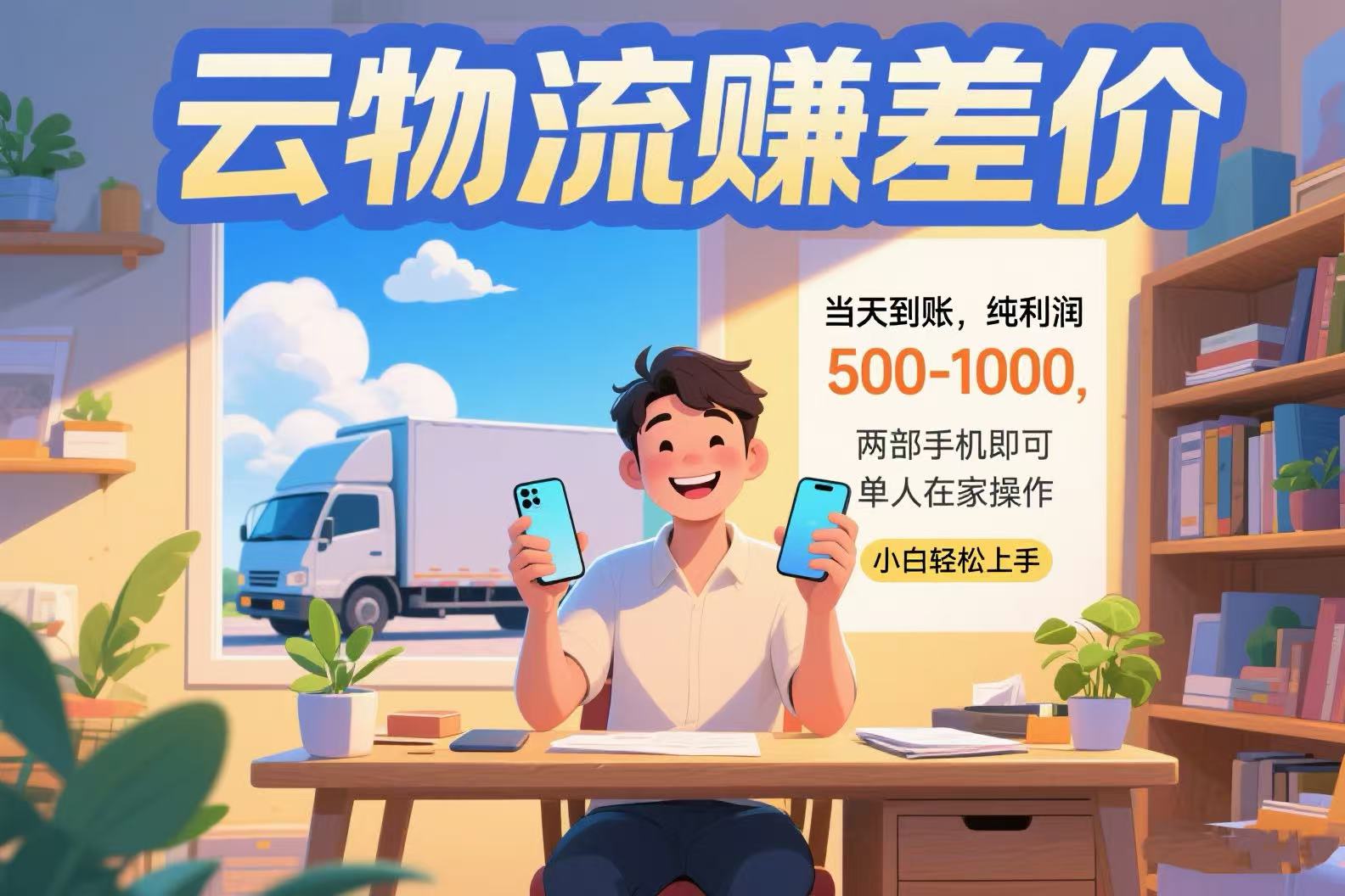 云物流赚差价 当天到账纯利润500-1000 两部手机即可 可单人在家操作 小…-水水网赚
