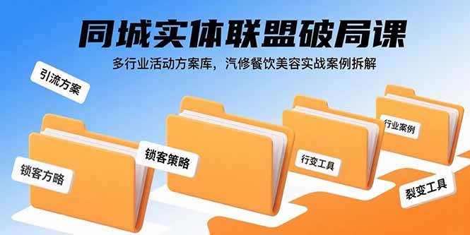 （15833期）同城实体联盟破局课，多行业活动方案库，汽修餐饮美容实战案例拆解-水水网赚