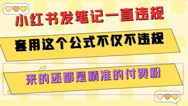 小红书发笔记一直违规，套用这个公式不仅不违规，来的还都是精准的付费粉-水水网赚