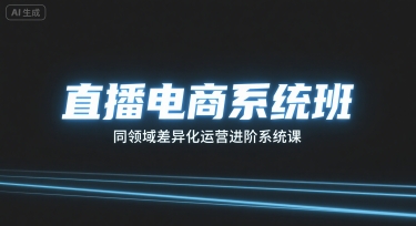 直播电商系统班，同领域差异化运营进阶系统课-水水网赚