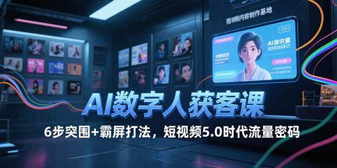 （15247期）AI数字人获客课，6步突围+霸屏打法，短视频5.0时代流量密码-水水网赚