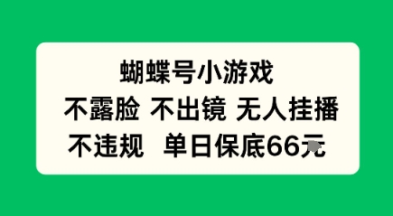 蝴蝶号小游戏，不露脸不出境 无人挂播，不违规 单日保底66米-水水网赚