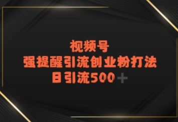 视频号强提醒引流，日引流500+精准创业粉？-水水网赚
