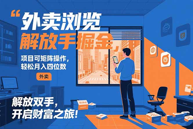 外卖浏览掘金项目 可矩阵操作 轻松日入500+-水水网赚