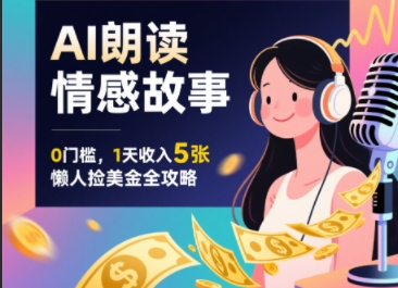 Ai朗读情感故事，0门槛，1天收入5张，每天10分钟，懒人捡美金全攻略-水水网赚