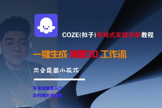 COZE(扣子)保姆式实操拆解教程，一键生成裸眼3D工作流，内合隐藏小技巧-水水网赚