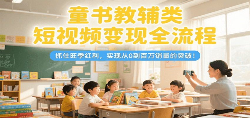 童书教辅类短视频变现全流程，抓住旺季红利，实现从0到百万销量的突破！-水水网赚