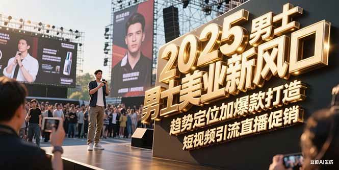 2025男士美业新风口，趋势定位加爆款打造，短视频引流直播促销-水水网赚