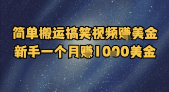简单搬运搞笑视频挣美金，新手一个月入1k美金-水水网赚