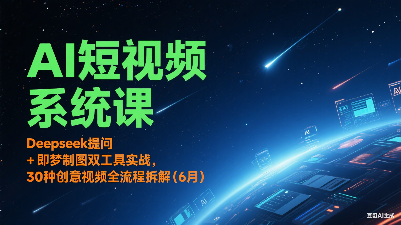 AI短视频系统课：Deepseek提问 + 即梦制图双工具实战，30种创意视频全流程拆解(6月)-水水网赚