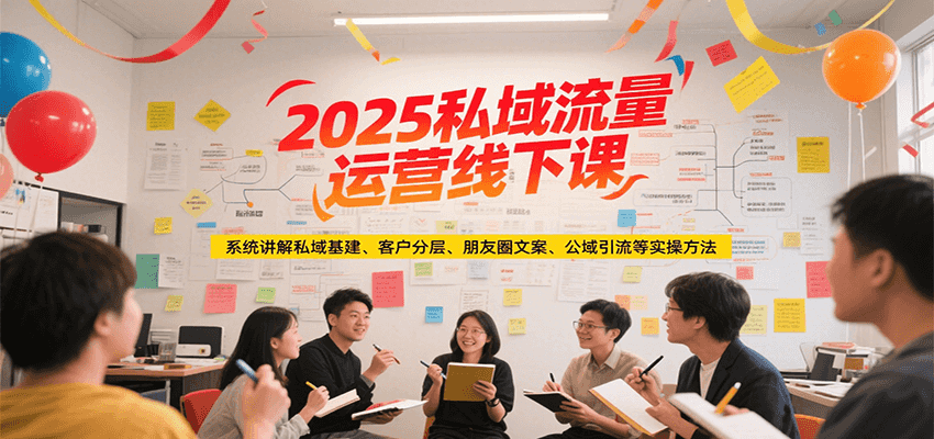 2025私域流量运营线下课，系统讲解私域基建/客户分层/朋友圈文案/公域引流等实操方法-水水网赚