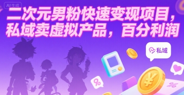 二次元男粉快速变现项目，私域卖虚拟产品，百分利润-水水网赚