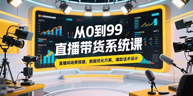 （15362期）从0到99直播带货系统课，直播间场景搭建，数据优化方案，爆款话术设计-水水网赚