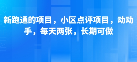 新跑通的项目，小区点评项目，动动手，每天两张，长期可做-水水网赚