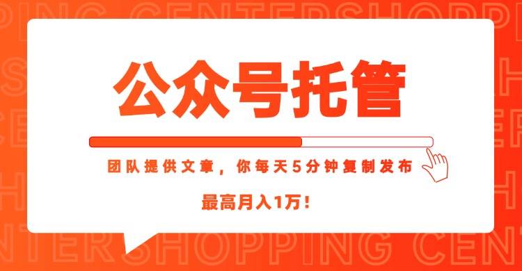 （15109期）【公众号托管 】我提供文章，你每天５分钟复制发布，最高月入1W-水水网赚