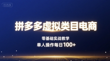 拼多多虚拟类目电商，零基础实战教学，单人操作每日100+-水水网赚