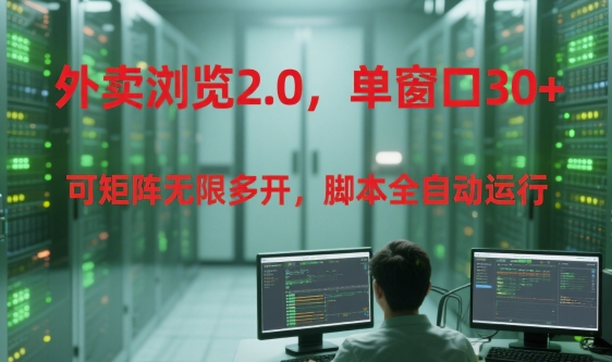 外卖浏览2.0，单窗口30+可矩阵无限多开，脚本全自动运行【揭秘】-水水网赚
