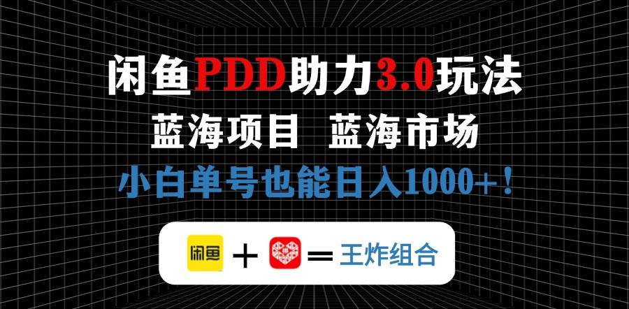 （14517期）闲鱼卖拼多多助力项目，蓝海市场新手也能单号日入1000+-水水网赚