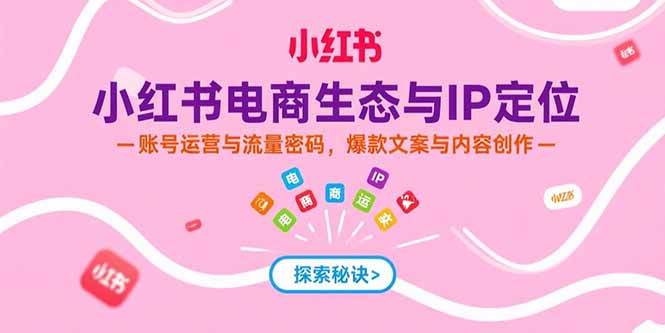 （15350期）小红书电商生态与IP定位，账号运营与流量密码，爆款文案与内容创作-水水网赚