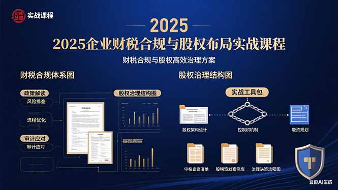 2025企业财税合规与股权布局的实战课程：财税合规与股权高效治理方案-水水网赚