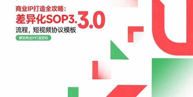 （15486期）商业IP打造全攻略：差异化SOP3.0流程，短视频协议模板，婚恋项目实战案例-水水网赚