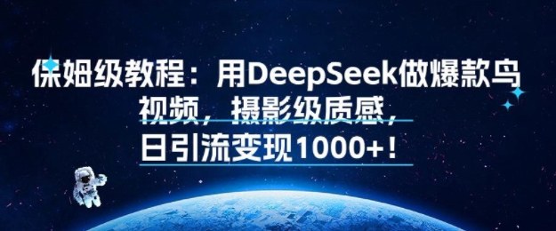 保姆级教程：用DeepSeek做爆款鸟视频，摄影级质感，日引流变现多张-水水网赚