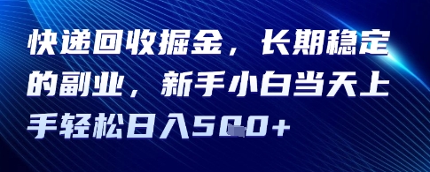 快递回收掘金，长期稳定的副业，新手小白当天上手轻松日入5张-水水网赚