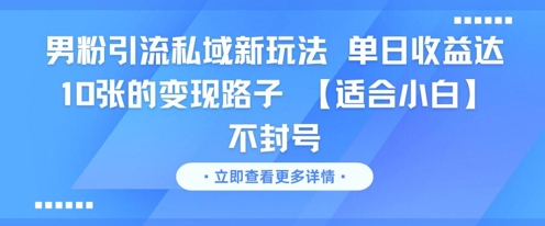 男粉引流私域新玩法，单日收益达10张的变现路子 【适合小白】不封号-水水网赚