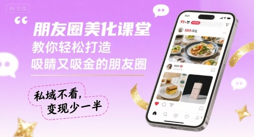 朋友圈美化课堂，教你轻松打造，吸睛又吸金的朋友圈，私域不看，变现少一半-水水网赚