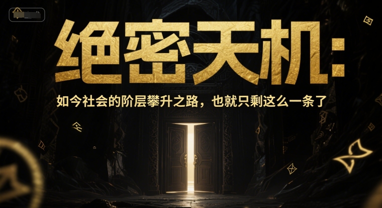 付费文章：绝密天机：如今社会的阶层攀升之路，也就只剩这么一条了-水水网赚