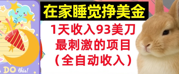 在家挣美金，1天收入93刀，最刺激的项目，0门槛，自动收入(首次公开)-水水网赚