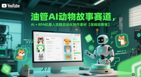 油管AI动物故事赛道，AI+RPA机器人流程自动化制作素材【保姆级教程】-水水网赚