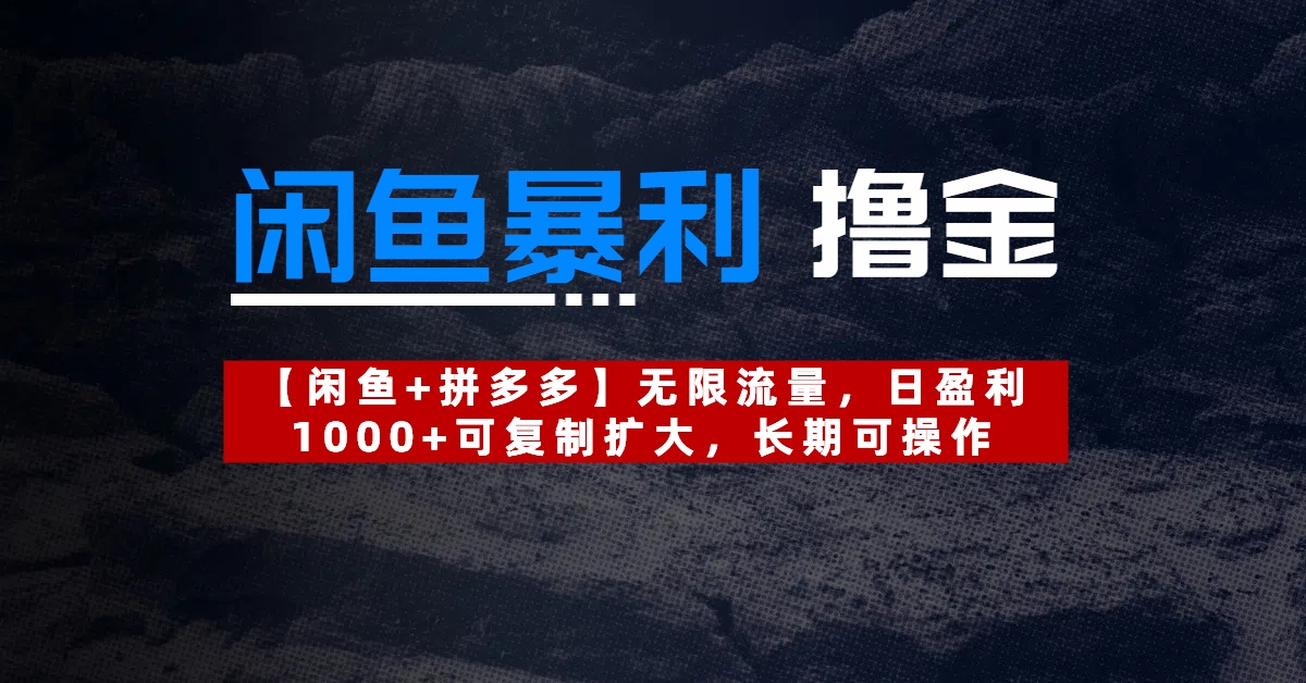 【闲鱼暴利撸金】无限流量，日盈利1000+可复制扩大，长期可操作-水水网赚